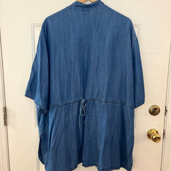 Style & Co Woman Plus-Size Blue Chambray Floral Embroider Cardigan/Duster Sz 3x - Picture 7 of 9